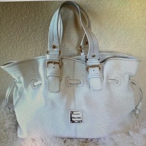 Vintage Dooney & Bourke White 100% Pebble Leather Hobo Bag EUC